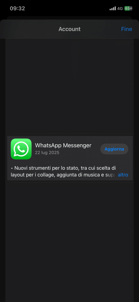 Immagine per spiegare come aggiornare whatsapp su iPhone
