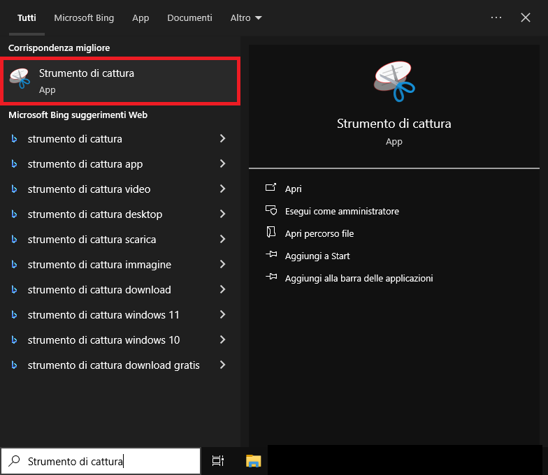 Strumento di cattura windows per imparare come fare screenshot su pc